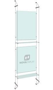 KPI-233 Cable Suspended Easy Access Poster Holder Display Kit with Acrylic Shelves