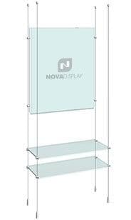 KPI-239 Cable Suspended Easy Access Poster Holder Display Kit with Glass Shelves