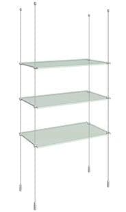 KSI-003 Acrylic/Glass Shelf Display Kit Cable Suspended from Ceiling-to-Floor