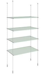 KSI-004 Acrylic/Glass Shelf Display Kit Cable Suspended from Ceiling-to-Floor