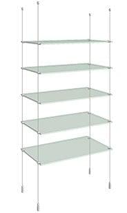 KSI-005 Acrylic/Glass Shelf Display Kit Cable Suspended from Ceiling-to-Floor