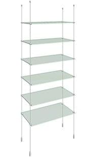KSI-006 Acrylic/Glass Shelf Display Kit Cable Suspended from Ceiling-to-Floor