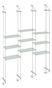 KSI-036 Acrylic/Glass Shelf Display Kit Cable Suspended from Wall-to-Wall