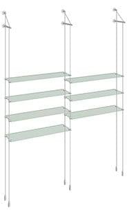 KSI-039 Acrylic/Glass Shelf Display Kit Cable Suspended from Wall-to-Floor