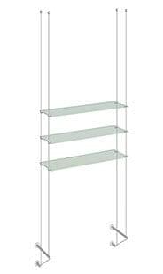 KSI-040 Acrylic/Glass Shelf Display Kit Cable Suspended from Ceiling-to-Wall
