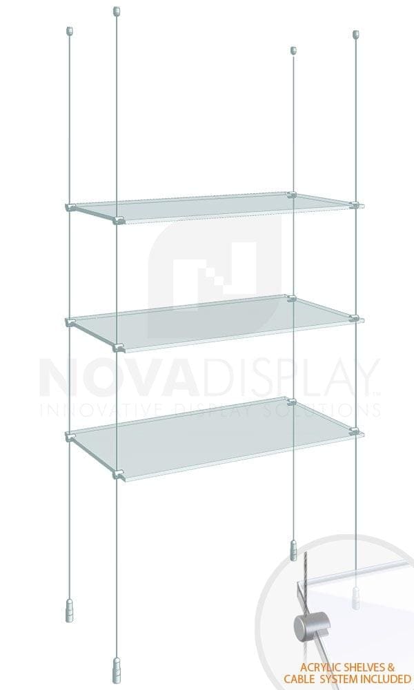 Acrylic Window Shelves — Cable/Wire Shelf Hanging System