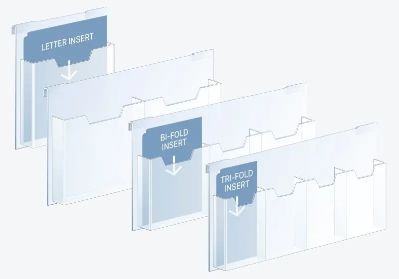 Hook-on Acrylic Literature Holders — To Match Standard Info/Poster Holder Sizes | Nova Display Systems