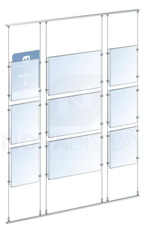 KART-102 Ceiling-to-Floor Rail/Track Suspended Display Kit with Tensioned Cables | Nova Display Systems