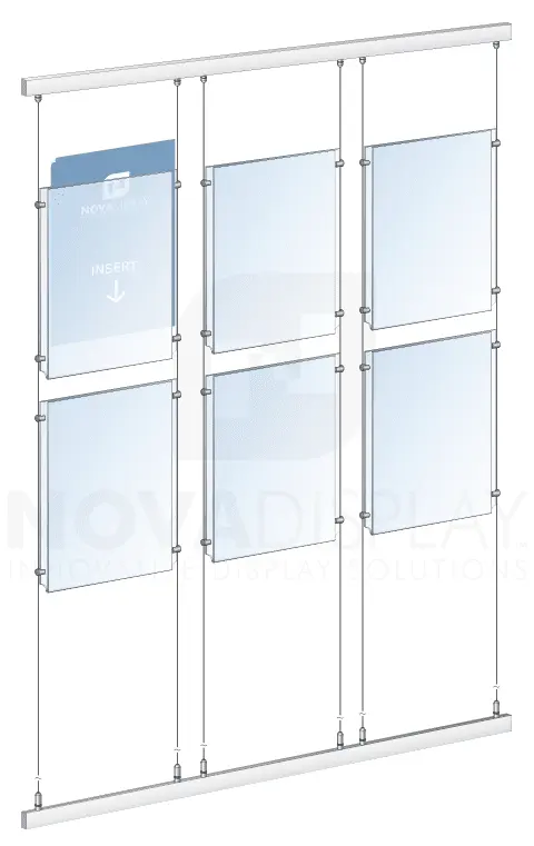 KART-105 Wall-to-Wall Rail/Track Suspended Display Kit with Tensioned Cables | Nova Display Systems