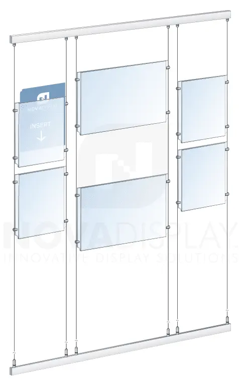 KART-106 Wall-to-Wall Rail/Track Suspended Display Kit with Tensioned Cables | Nova Display Systems