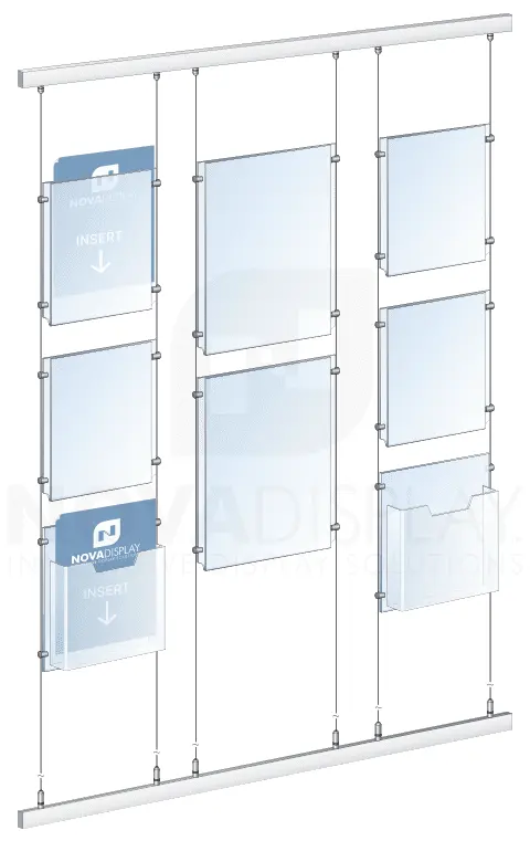 KART-122 Wall-to-Wall Rail/Track Suspended Display Kit with Tensioned Cables | Nova Display Systems