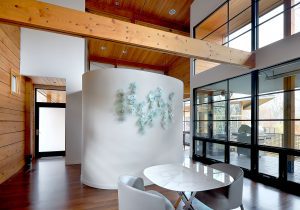 D3032 — Custom Glass Decor Project Wall Mounted with Rod Systems by Brazee Street Studios